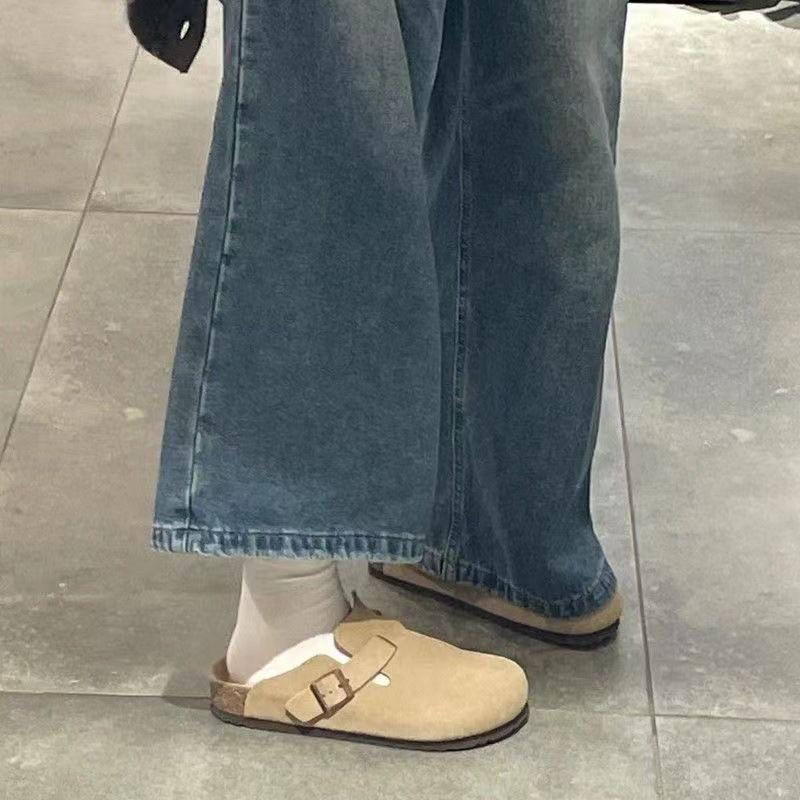 Retro Damen-Herbst-Slipper mit geschlossenem Zeh - Bequeme, weich gefütterte Sandalen für vielseitige Outdoor-Kleidung