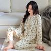 Pajamas women's spring and autumn pure cotton long-sleeved autumn cotton thin middle-aged mother loose large size autumn loungewear