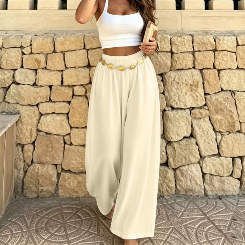 Women's Vintage Casual Wide Leg Pants Loose Fit Trousers for Daily Wear