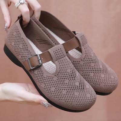Summer Flying Woven Breathable Hollow Mesh Women's Shoes, Old Beijing Mom Cloth Shoes, Casual Bean Shoes