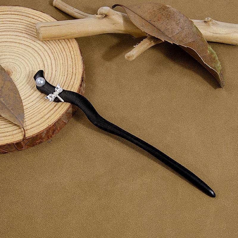 New Chinese Style National Style Jade Tassel Hairpin Light Luxury Style Pearl Hair Ornaments Niche Design Back of The Head Coiffure Hair Fork