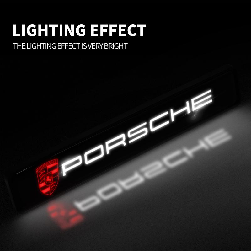 New Car LED Front Hood Grille Emblem Badge Decorative Light For Porsche GTS Cayenne Cayman Panamera Macan 911 718 928 90