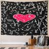 "Melting Heart on Black Drip Art" Pattern Wall Hanging Tapestry Decorative Tapestry Home Decor for Bedroom and Living Room
