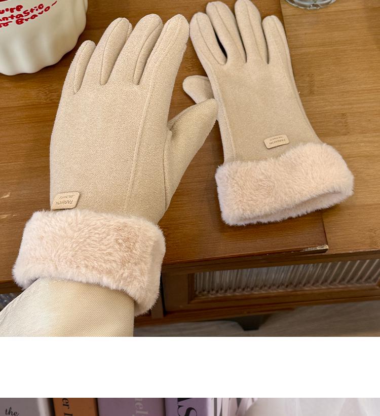 Women's Winter Suede Gloves: Velvet Lined, Thick, Warm, Cute, Windproof, Touch Screen, Cycling/Riding.