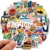 World Travel Destination Sticker Set 50 Adhesive Decals For Luggage Suitcases Fridges Water Bottles Vibrant Graffiti Cartoon Outdoor And Travel