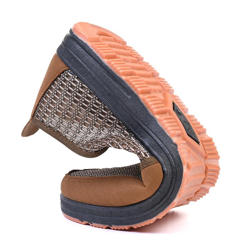 Herren Sommer Atmungsaktive Mesh Slipper mit Weicher Rutschfester Sohle für Mittelalte und Ältere