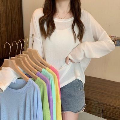 Spring Summer Autumn Thin Sexy Women Tops Blouse V-neck Pullover Tops Solid Korean Loose Sunscreen New Lady Clothes