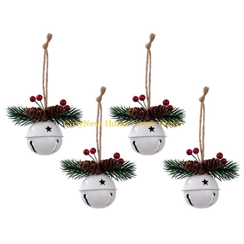 92MF 4PCS Christmas Bells Ornament Weatherproof Iron Bells Decorations for Door Window