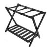Luggage Rack Black Folding Double Layers Wooden Ultra Wide Strong Load Bearing Suitcase Stand for