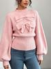 Women's Slim French Knit Sweater with 3D Bow, High Neck - Summer 2026 Arrival