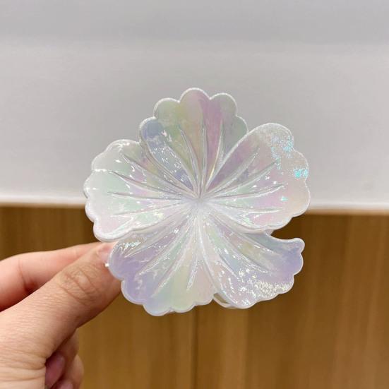 Women Hair Claw Flower Design Back Head Hair Clip Non-Slip Grip Bright Colors Shark Hair Claw Hair Accessory