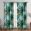 Elegant Floral Botanical Curtains Set Emerald Green Teal Patterned Window Drapes Living Room Bedroom Bohemian Tropical Style Hom