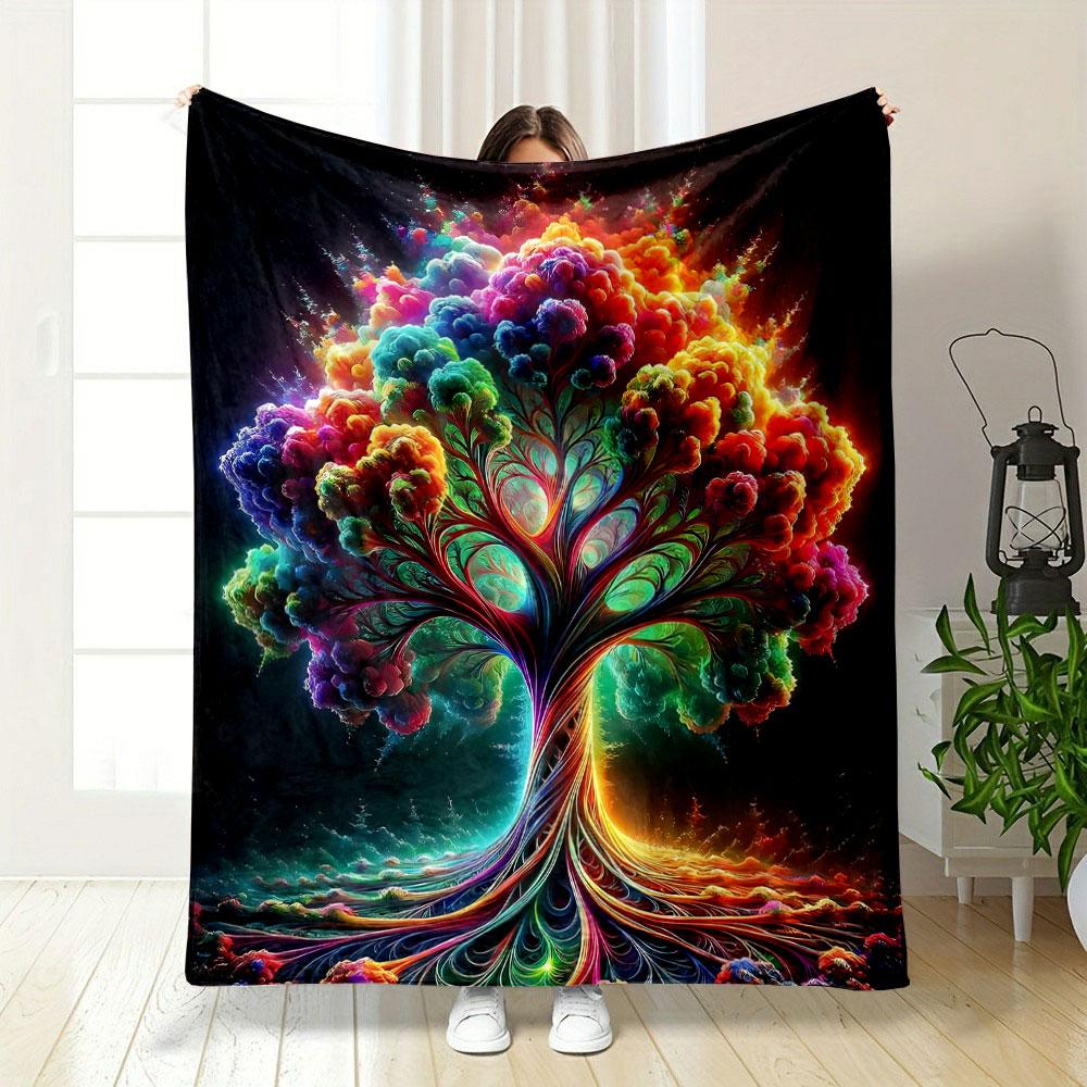 Colorful Trippy Tree Blanket bedroom Blanket for Livingroom Couch lunch break Soft throw for Friend's festival Gift