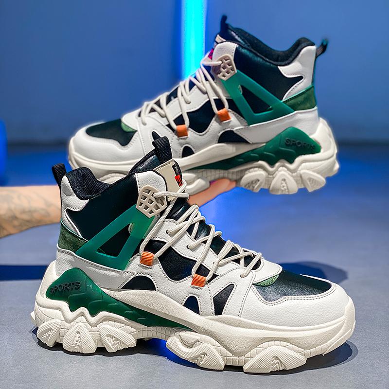 Walking Shoes Men High-top Winter Comfortable Outdoor Trendy Sneakers Lace-up Flat 2024 New Mens Tennis Shoes