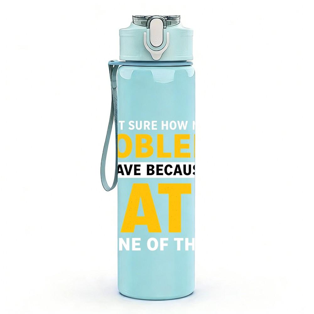 1PC Problems I Don’t Have Math Slogan Print 750ml Color Plastic Sports Water Bottle Leakproof Flip Straw Lid Suitable for Sports Office Home Use