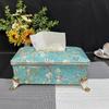 European style ceramic tissue box full of flowers, living room coffee table, table, paper drawer, high-end storage box, home res