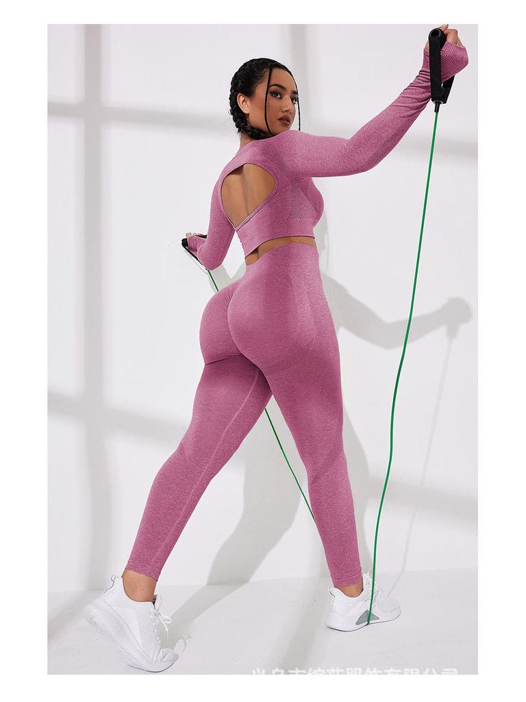 Damen Schnelltrocknender Nahtloser Yogaanzug: Hochintensives, atmungsaktives, hochtailliertes Fitness-Set im europäischen und amerikanischen Stil