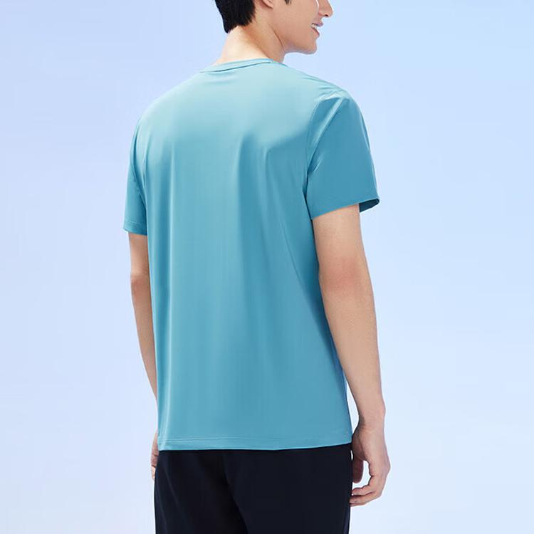 Anta Pure Color Logo Lettering Round Neck Pullover Short Sleeve T-Shirt Men Tops Tao-Grey-Blue 152325109-2