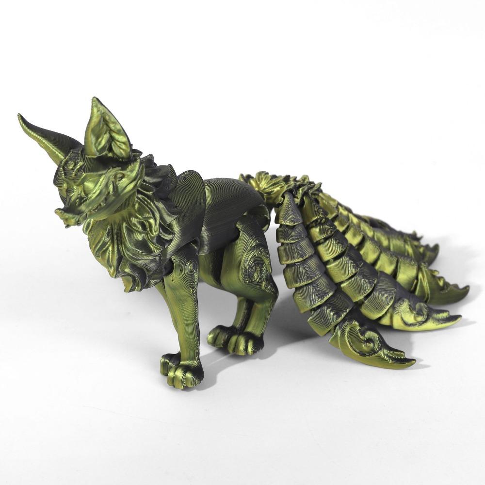 Multicolor Fox Action Figure Multi-jointed Fine-tailed Fox Doll Desktop Decoration