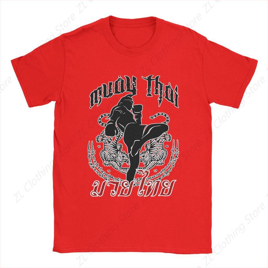 Muay Thai Tiger Jiu-jitsu T-Shirt Men Brazilian Boxing Fighter Vintage 100% Cotton Tees Short Sleeve T Shirts Plus Size Clothing
