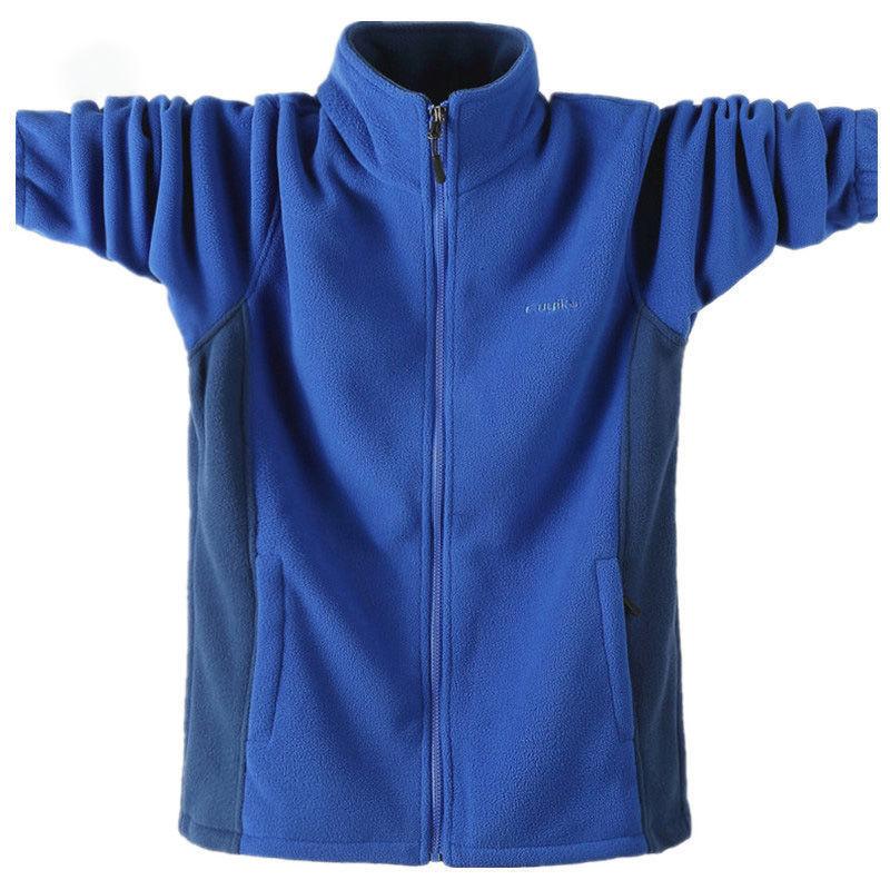 Stand Collar Jacket Men's Large Size Spring and Autumn Cardigan Jacket for Young, Middle-aged and Elderly Double-sided Polar Fleece Fleece Jacket