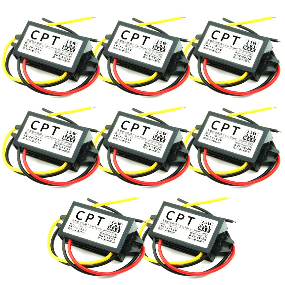 10-1PCS 12V To 5V DC To DC Converter 3A 15W Car Step Down Buck Converter Direct Current Converter for Vehicle Car Truck Volt