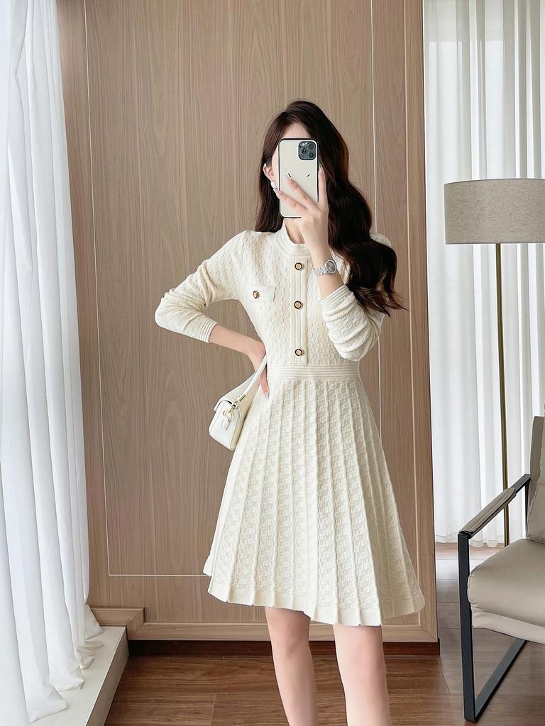 Früher Herbst 2025 Französisches High-End A-Linien Plisseekleid