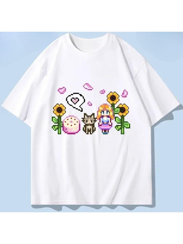 Stardew Valley ar īsām piedurknēm T-krekls vīriešiem 2025 jauns vasaras pikseļu stila pusaudžu apģērbs