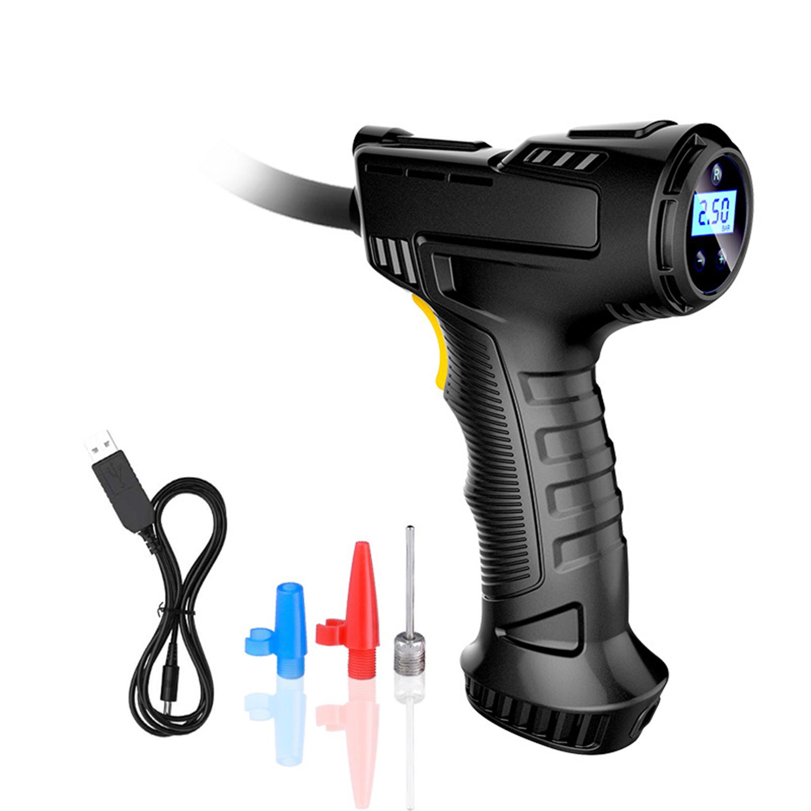 

Портативный ручной надувной насос, проводной автомобильный воздушный компрессор, перезаряжаемый насос для накачивания шин с цифровым управлением Wireless Air Compressor чёрный