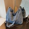 Borsa a Spalla in Denim Borsa a Tracolla di Grande Capacità Borsa Tote da Donna