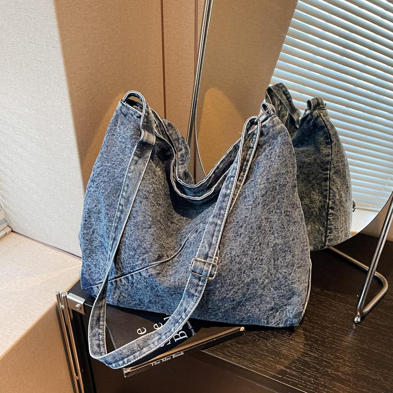 Borsa a Spalla in Denim Borsa a Tracolla di Grande Capacità Borsa Tote da Donna