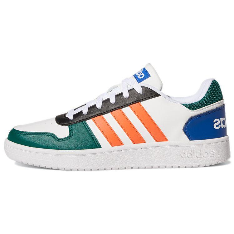 Adidas Neo Hoops 2.0 Durable Low-Top Retro Basketball Shoes Men Sneakers White Green Orange GY5898