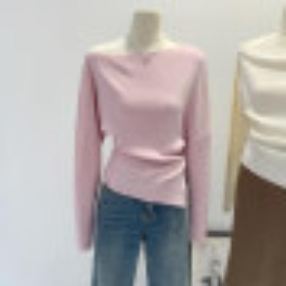 

Стильный женский трикотажный базовый слой с длинным рукавом на одно плечо для осени и зимы, излучающий изысканность и моду. one size розовый