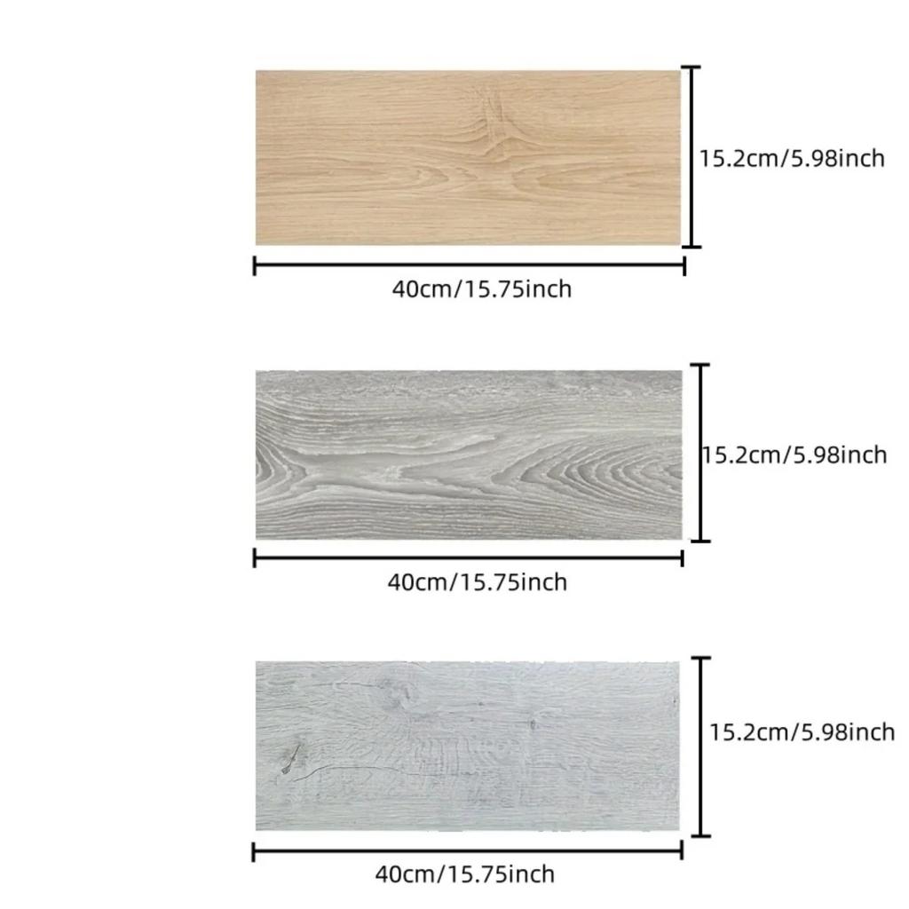 10pcs 15.2x40cm Vintage Wood Grain Self-Adhesive Floor Stickers - Waterproof, Non-Slip, Peel & Stick Resin Wall Stickers