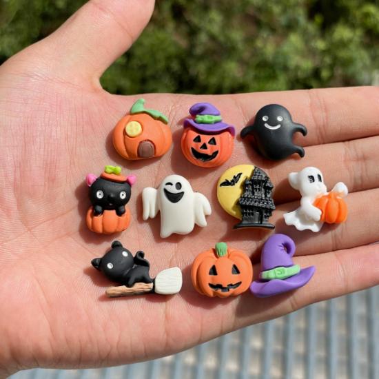 10/20pcs Resin Mini Halloween Pumpkin Miniature Flat-Backed Cabochons Fairy Garden Home Ornament DIY Craft Decoration