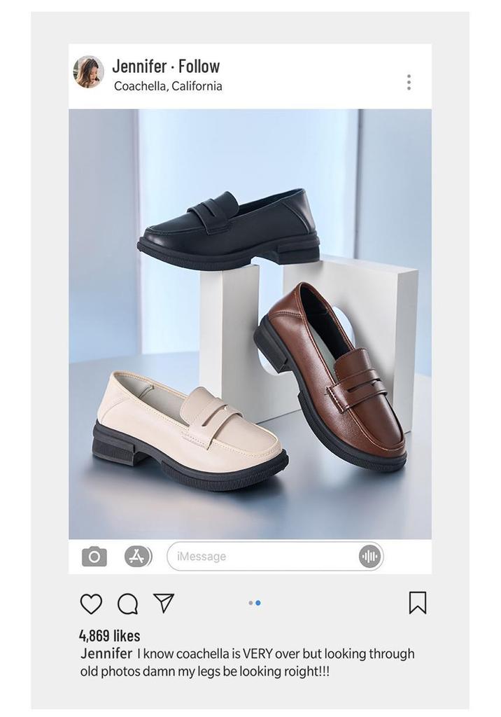2025 Comfortable Women's Chunky Heel Loafers: Thick-Soled, Soft Leather Slip-On Work & Casual Shoes