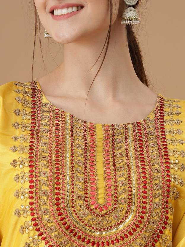 Party Wear Top Tunic Silk Blend Kurta Pant Dupatta Set Indian Women Bollywood Salwar Suit Kurti