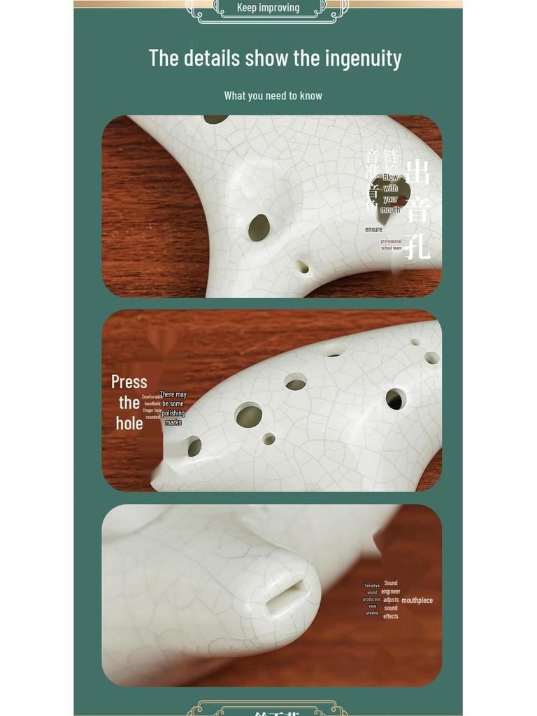 Alto C Key 12-Hole Smoked Ocarina for Professionals and Beginners