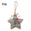 Farmhouse Christmas Stocking Ornaments Burlap Ornaments, Rustic Linen Fabric Hanging Decoration, Tree Ball Vintage Style Xmas Decor Star Shaped