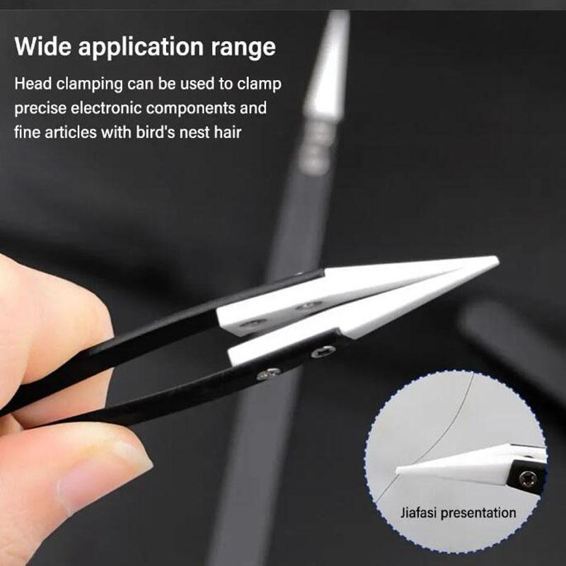 Ceramic Tips Tweezers Acid Resistant Anti-Static Electronic Soldering Tweezers Little Curved/Big Curved/Straight Tip