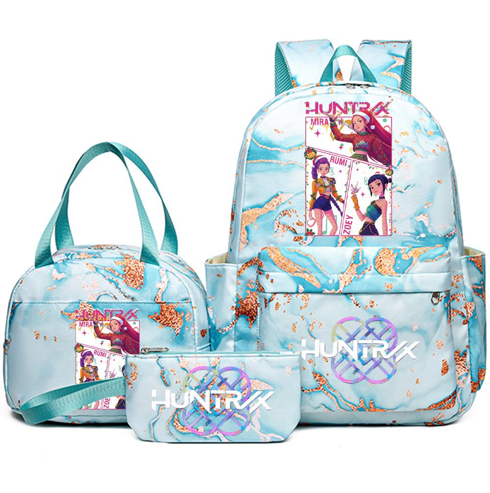 3Pcs/set Christmas Kpop Printed Backpack with Handbag Pencil Case for Teenager Student Girl Boy Bookbag Schoolbag Large Capacity Travel Bag Kid Gift