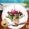 Serviette de plage Marguerites Pompons Ronde Séchage Rapide Extérieur Été Couverture de Mer Tournesol Plante Kawaii Tapis de Plage Tapis de Yoga Pique-nique