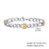 Classic Stainless Steel Btacelets for Men Boys,Silver Color Links Wristband with Gold Color Beads,Stylish Cool Jewelry Gifts