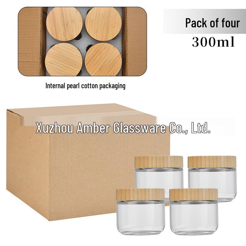 Large Glass Storage Jar with Bamboo Lid, Cereal & Yogurt Container, Sealed Oatmeal Cup