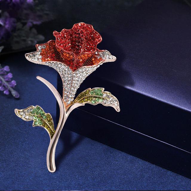 Rose Brooch High -End Rhinestone Brooch Personalized Clothing Brooch Accessories
