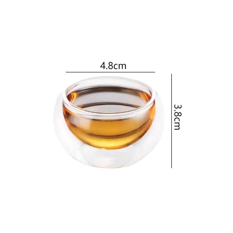 Set da 6 pezzi 50ml Vetro a doppia parete trasparente resistente al calore Piccola tazza da tè Kung Fu Tazze da degustazione Servizio da tè Tazzine da tè cinesi