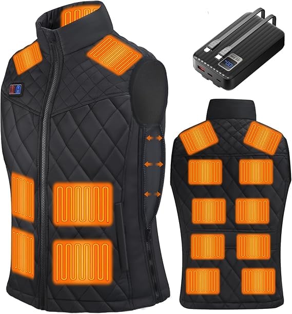 

Sumeriy Электрический жилет с подогревом с расширяемым 17 нагревательным элементом, до 15 часов непрерывной работы, три температурных режима, независимая регулировка температуры спереди и сзади чёрный