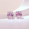 Brincos Cor S Brincos de Tarraxa Mulheres Nupcial Noiva Senhoras Alto Padrão 10 * 10Mm Rosa Diamante de Alto Carbono Brincos Joias Stud de Luxo