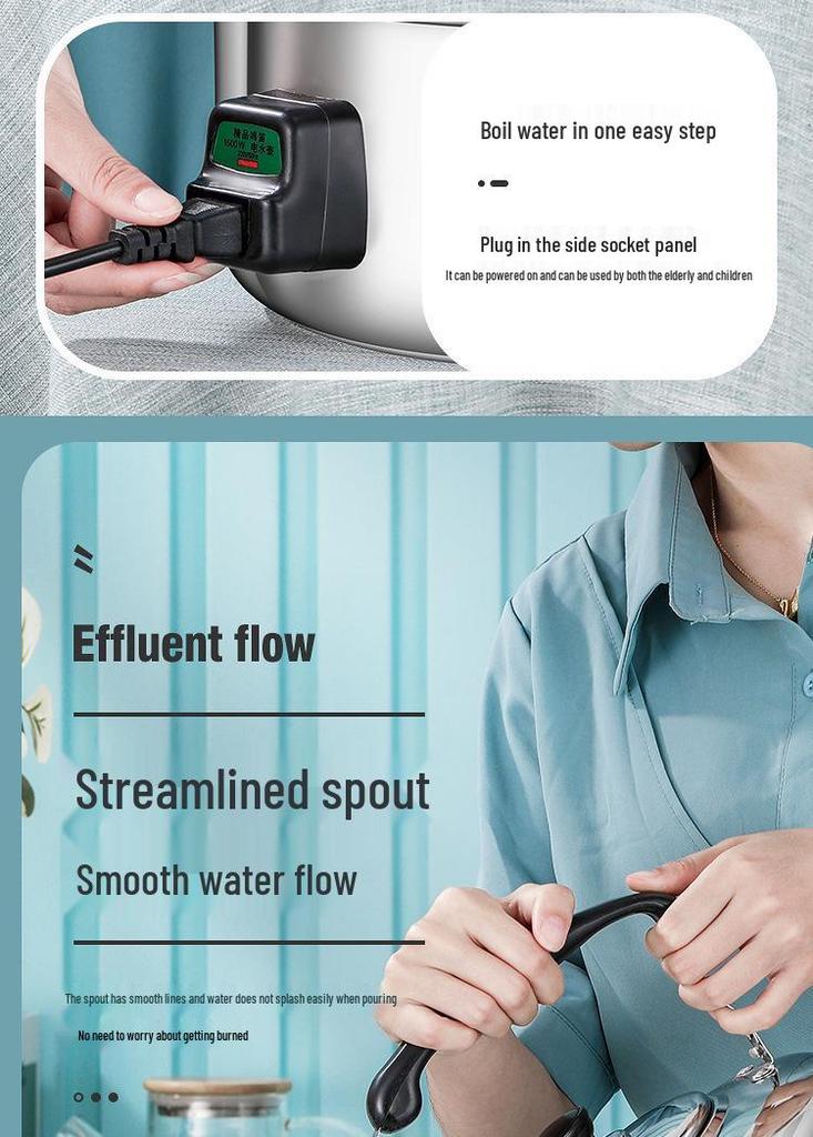 Large Capacity Stainless Steel Electric Kettle - Hot Water Boiler & Teapot for Household Use