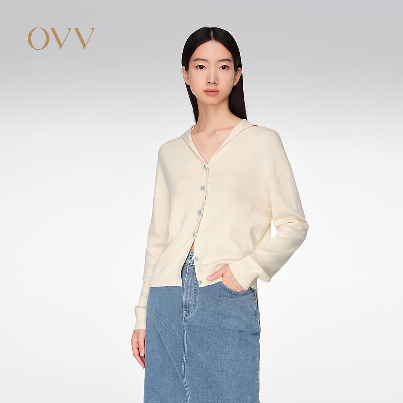 OVV Women s Spring/Summer Silk-Cotton Blend Navy Collar Knit Cardigan S